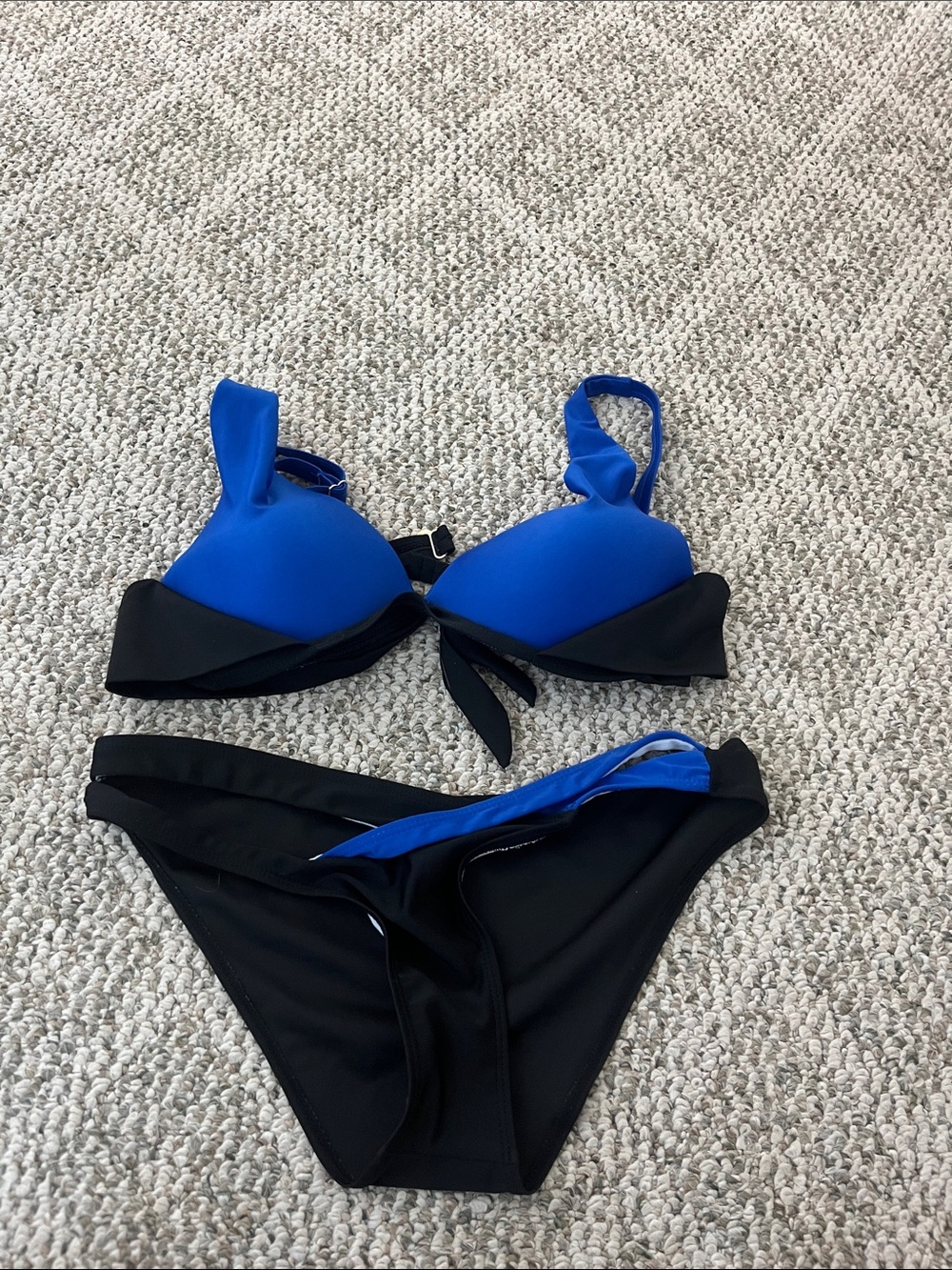 Blue and Black Two-Piece Women's Bikini Swimset